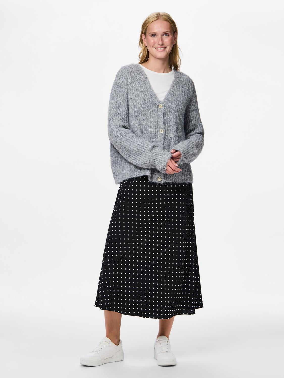 PCCLEO Knit Cardigan - Medium Grey Melange