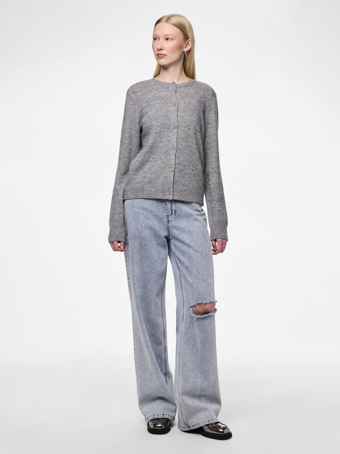 PCMALOU Knit Cardigan - Medium Grey Melange