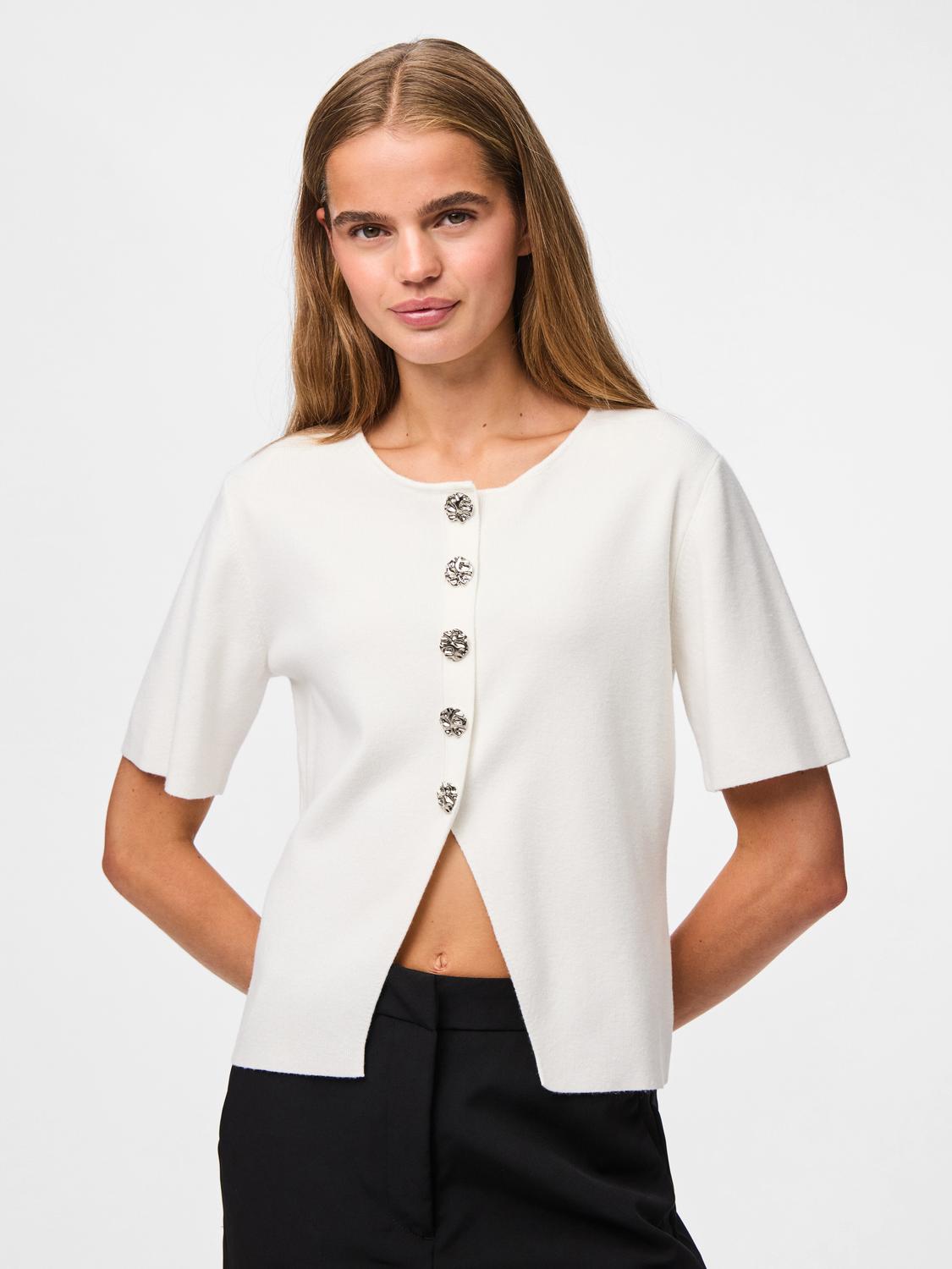 PCMARIE Knit Cardigan - Cloud Dancer