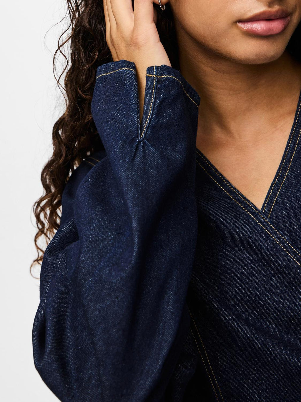 PCFENNA Denim Shirt - Dark Blue Denim