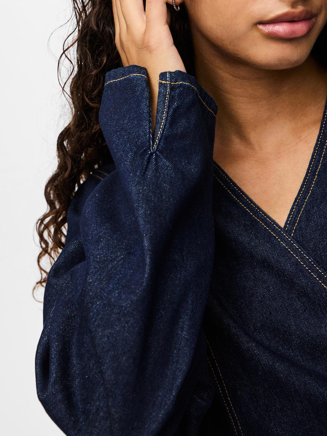 PCFENNA Denim Shirt - Dark Blue Denim