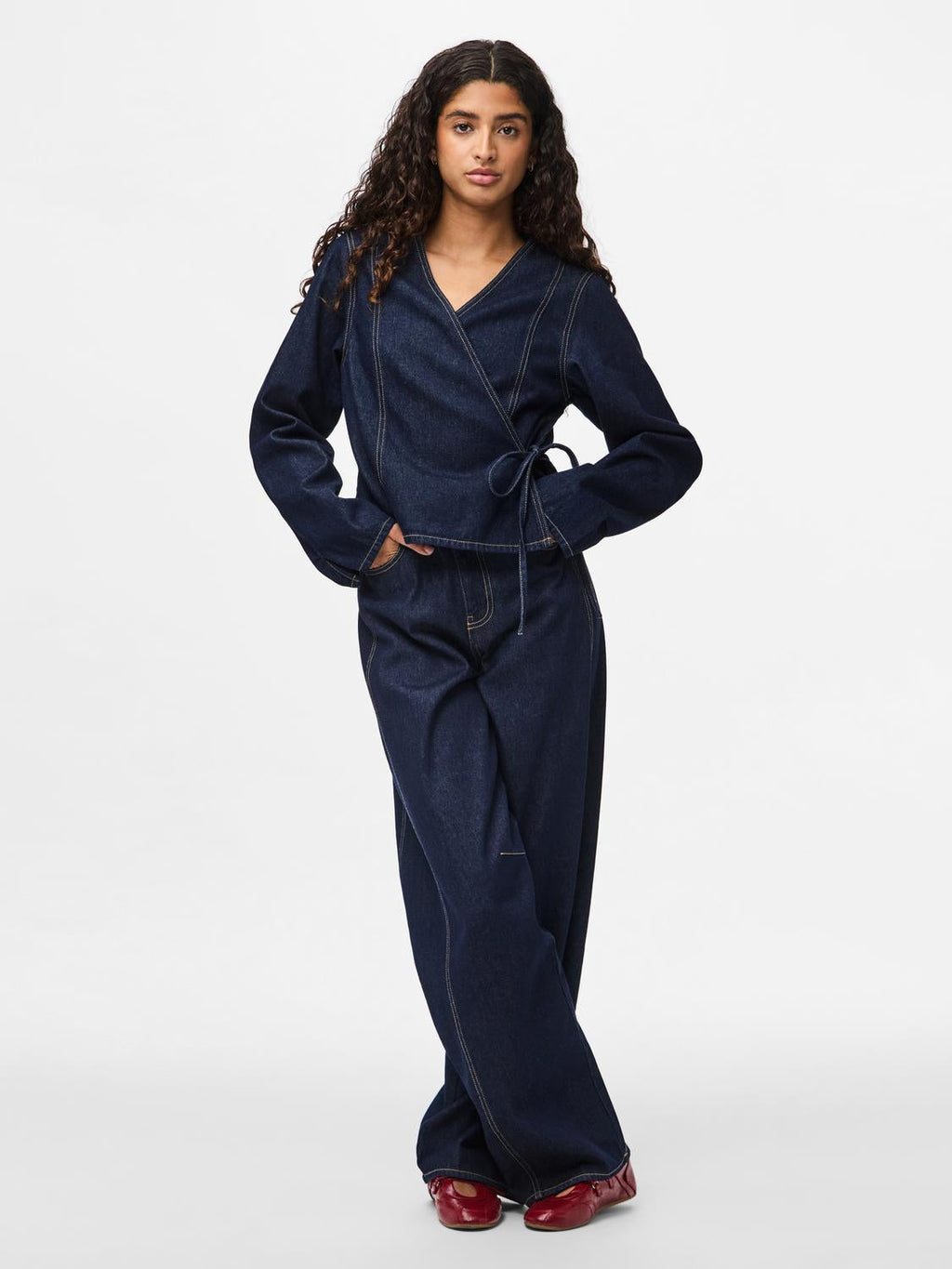 PCFENNA Denim Shirt - Dark Blue Denim