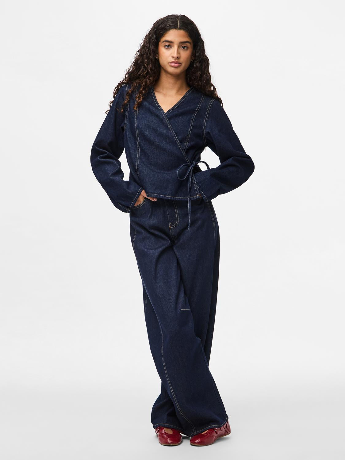PCFENNA Denim Shirt - Dark Blue Denim