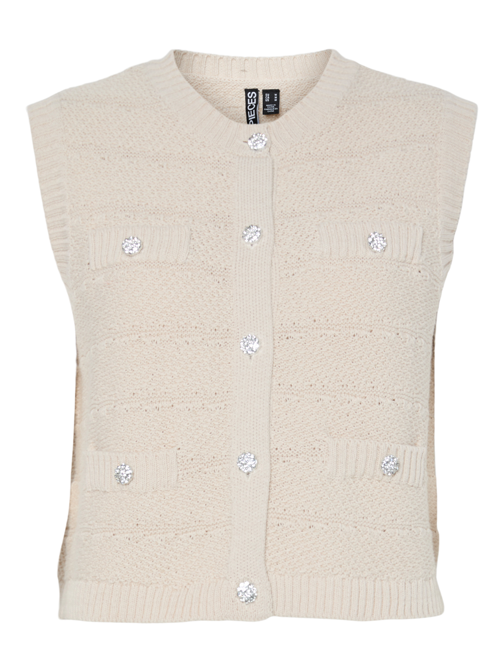 PCJENA Knit Waistcoat - Silver Lining