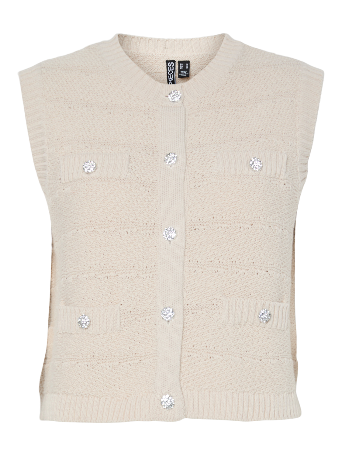 PCJENA Knit Waistcoat - Silver Lining