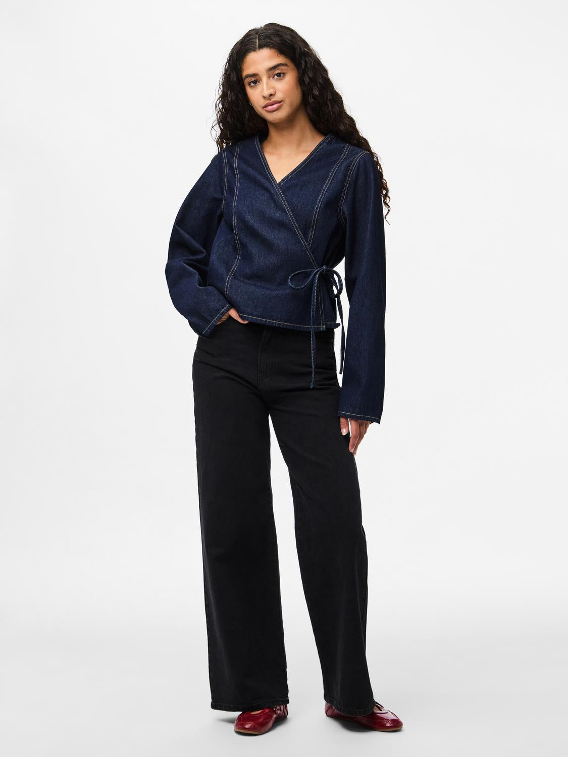PCFENNA Denim Shirt - Dark Blue Denim