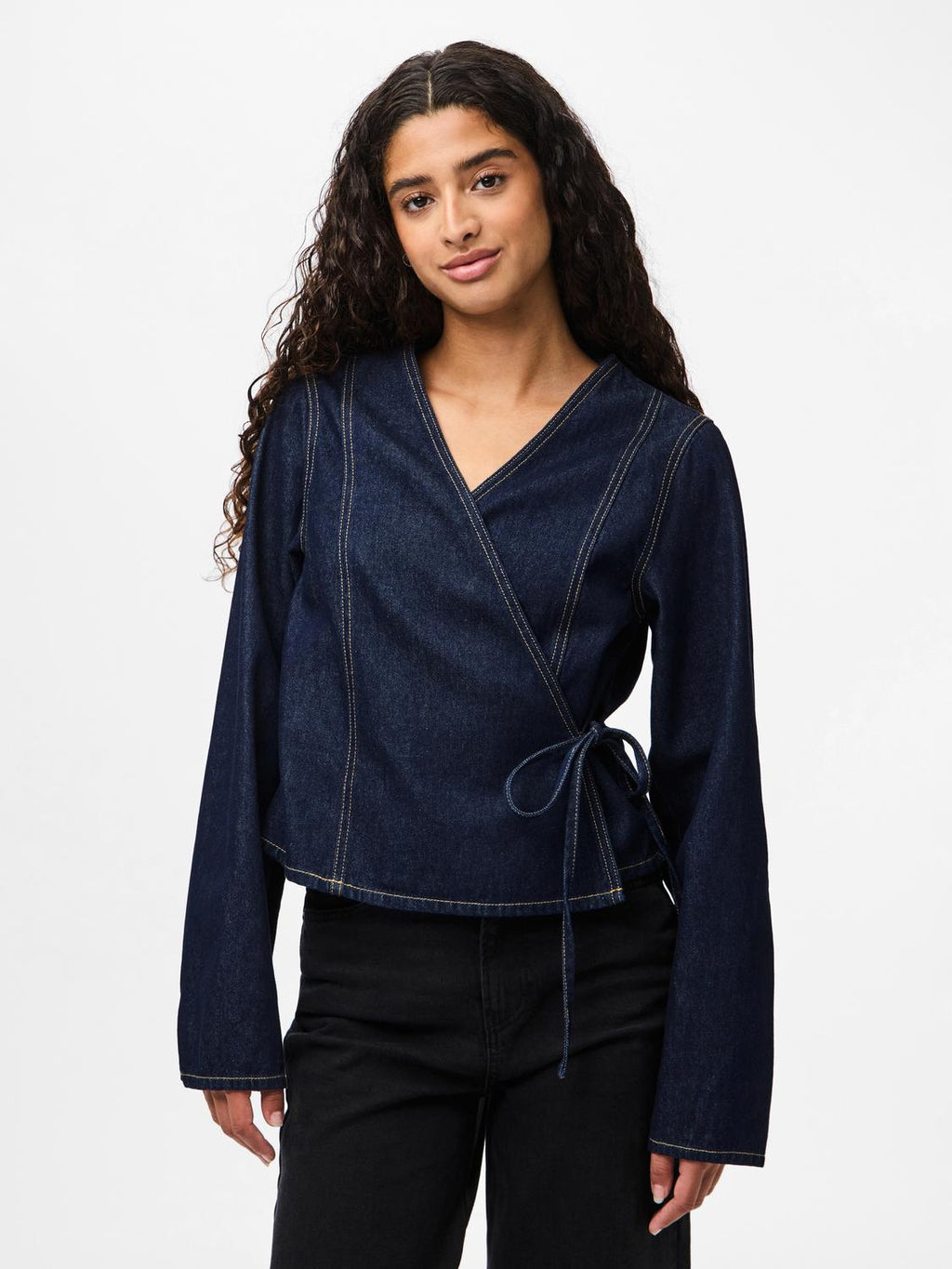 PCFENNA Denim Shirt - Dark Blue Denim
