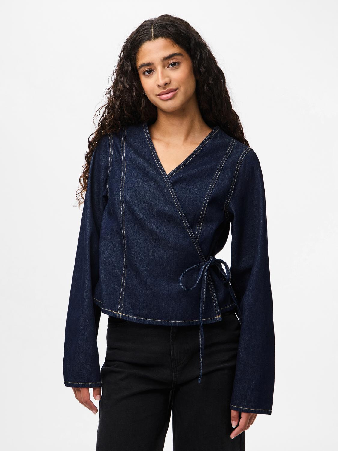 PCFENNA Denim Shirt - Dark Blue Denim